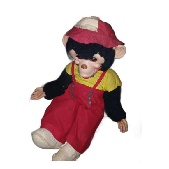 Plush Monkey Decor with Red Overalls - Picture 9 of 9